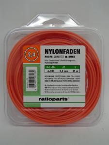 Pjovimo gija Ratioparts Nylon line (2,4 mm/15 m, oranžinė, 6-briaunė) 